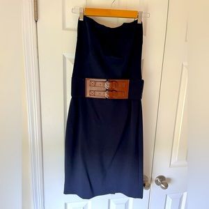 Michael Kors navy fitted dress with belt.